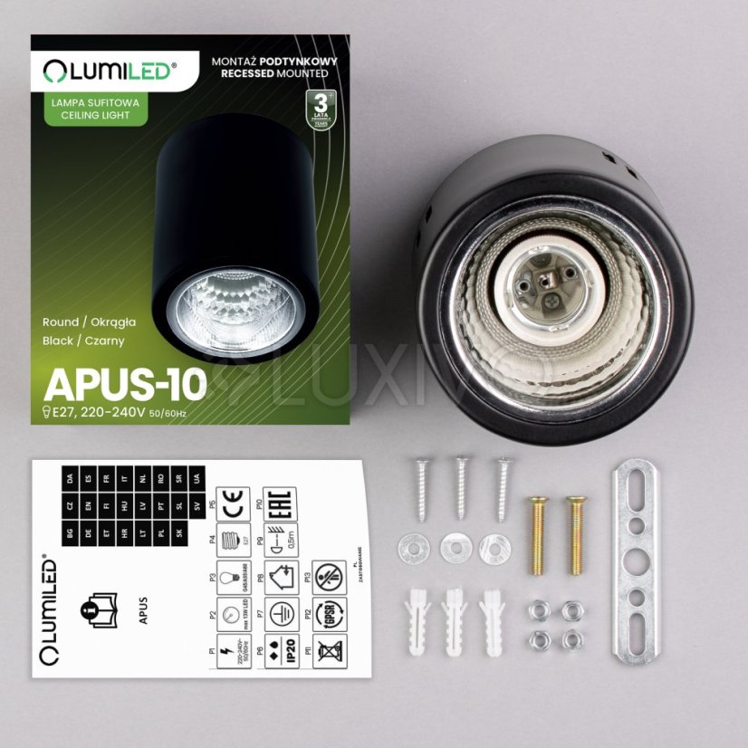 Stropné svietidlo APUS 10 Spot TUBA Black E27