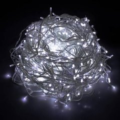 Vianočná led svetelná záclona na spájanie vonkajšia - programy - časovač + diaľkový ovládač - 300led - 12m studená biela