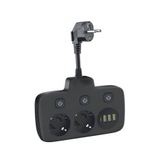 Sieťový rozbočovač vidlica 2x zásuvka s uzemnením napájacia lišta 3x USB USB-C vypínač Linea PRO Kobi