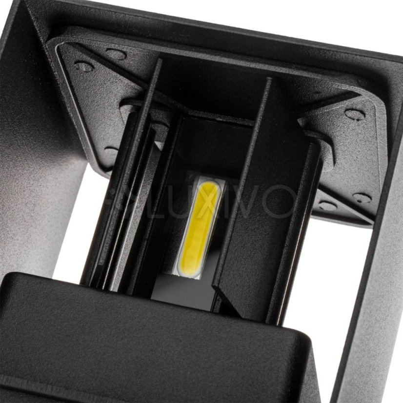LED fasádne nástenné svietidlo 2x3W 4000K Nastaviteľné zhora nadol Čierna PICEA LUMILED