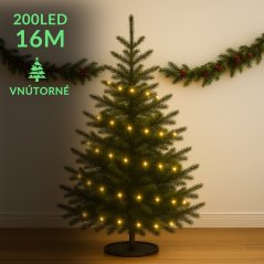 Vianočná led svetelná reťaz vnútorná - 200led - 16m teplá biela