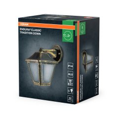 Záhradné nástenné svietidlo E27 čierna zlatá IP44 Endura Osram