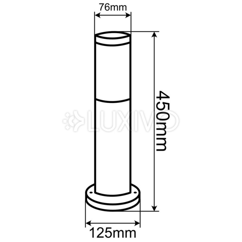 Vonkajšia záhradná lampa E27 INOX PIPE 45cm Lilium Lumiled