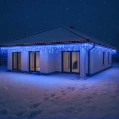 Vianočná led svetelná záclona vonkajšia - programy - časovač - 300led - 10m modrá