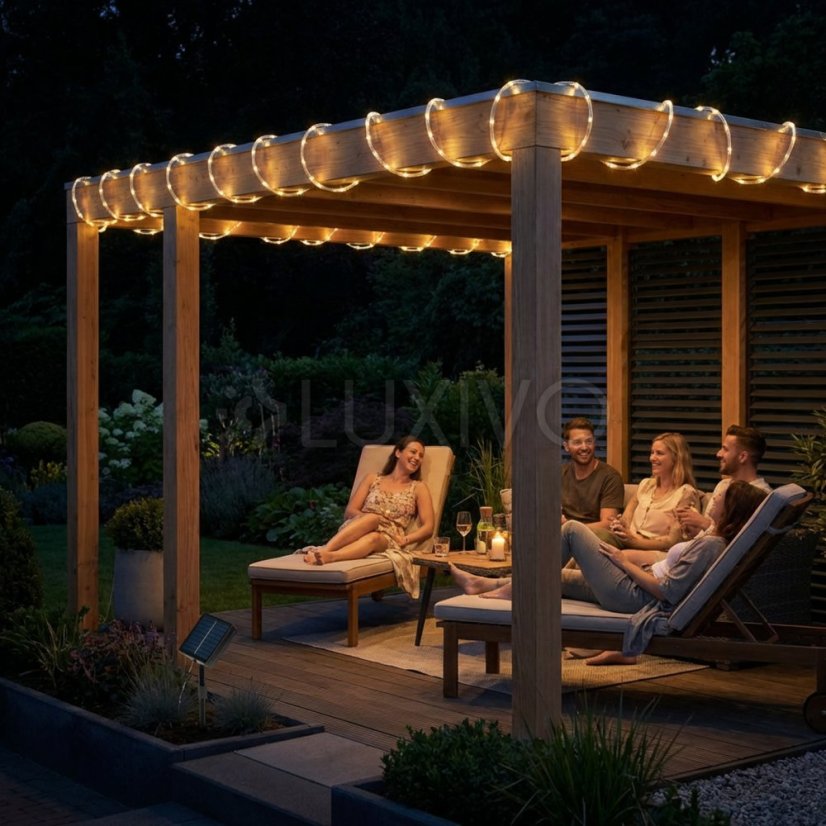 Girlanda solárna záhradná 100x LED dekoračná 11, 9m had 3000K teplá DALEN LUMILED