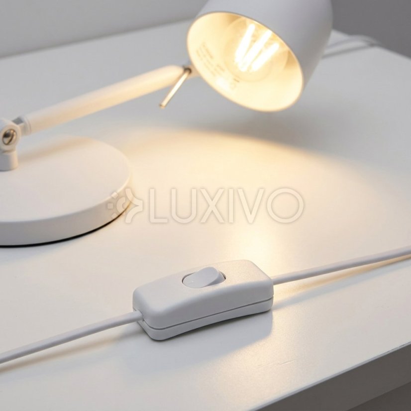 Vypínač prepínač kyvný na kábel západkový biely Lumiled