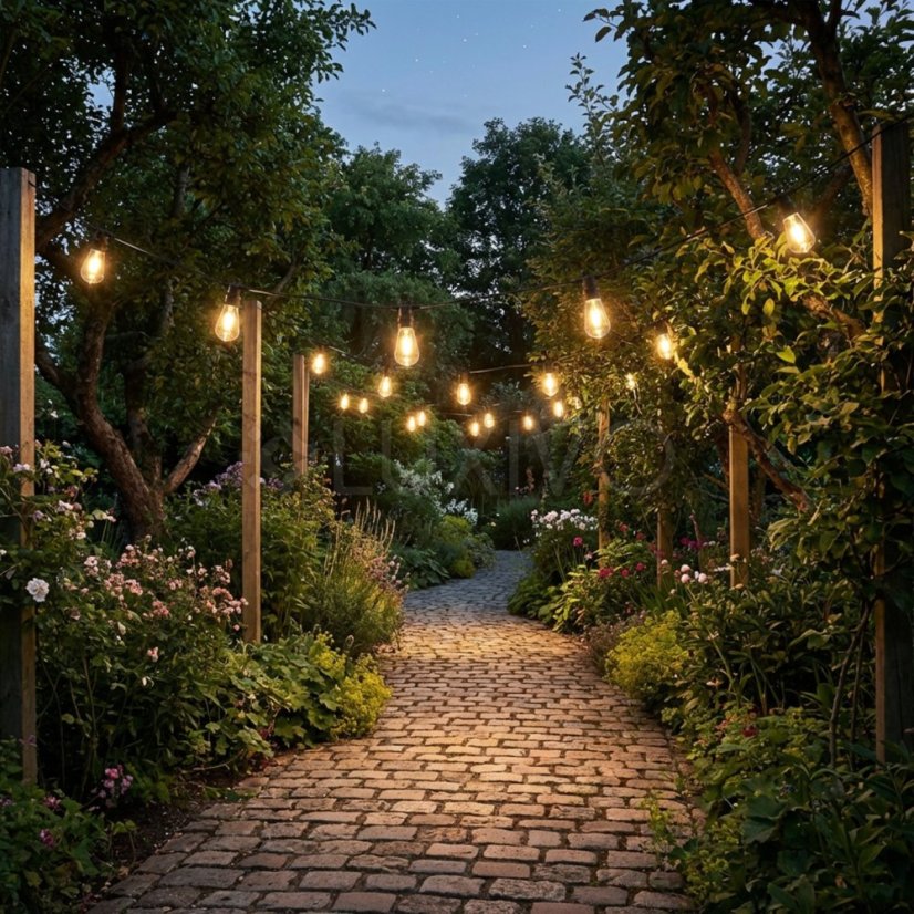 Záhradná solárna girlanda 40x LED ozdobné žiarovky 21, 70m 3000K teplá + diaľkové ovládanie LUMILED