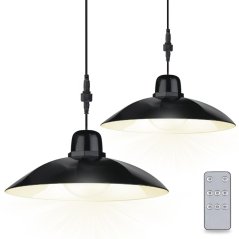 2x HELIA Solárny LED luster Záhradný prívesok Stropný senzor Panel diaľkového ovládania LUMILED