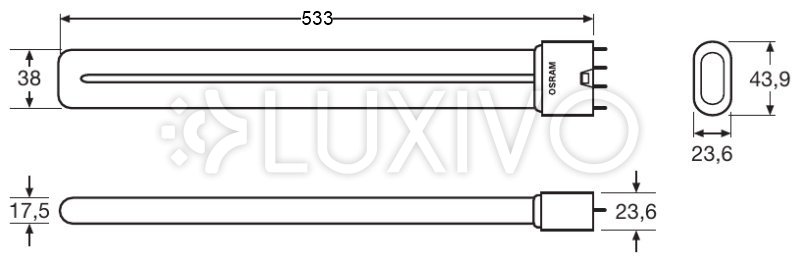 2G11 55W 4800lm 3000K teplá OSRAM Dulux L stmievateľná žiarivka