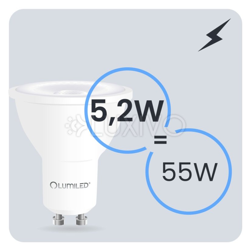 LED žiarovka GU10 reflektor PAR16 5, 2W = 55W 720LM 6500K studená 38° LUMILED