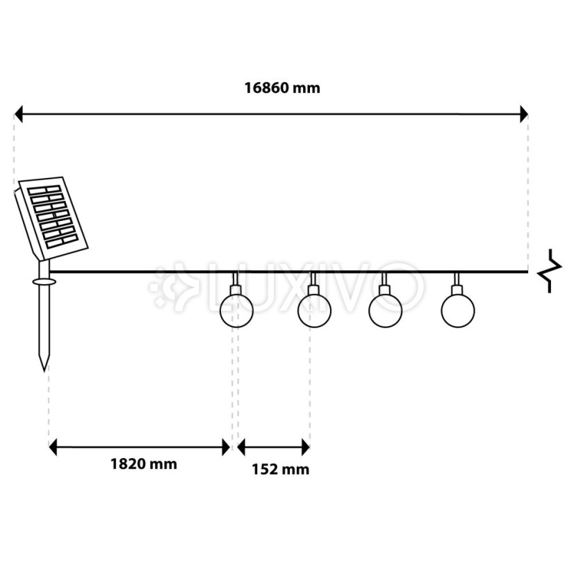 Solárne záhradné girlandy Solárne svetlá 100x LED žiarovka Balkónové gule 16m 3000K GALLA3 LUMILED