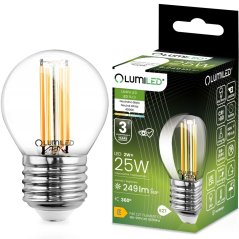 LED žiarovka E27 Ball P45 2W = 25W 249lm 4000K Neutral 360° FILAMENT LUMILED