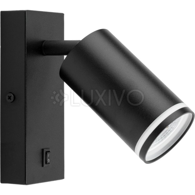 Nástenné svietidlo GU10 RING s vypínačom čierne