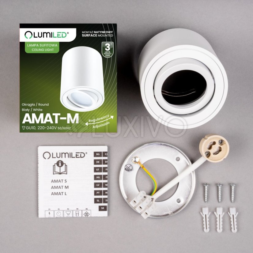 Prisadené halogénové bodové svietidlo AMAT-M - GU10 - LUMILED okrúhle biele 84 mm