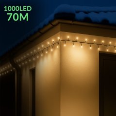 Vianočná led svetelná reťaz vonkajšia - 1000led - 70m teplá biela