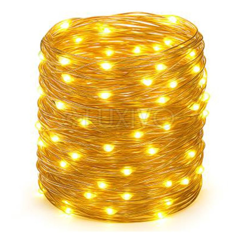 Solárna záhradná girlanda okrasná svetelná reťaz 100 LED diód teplej farby