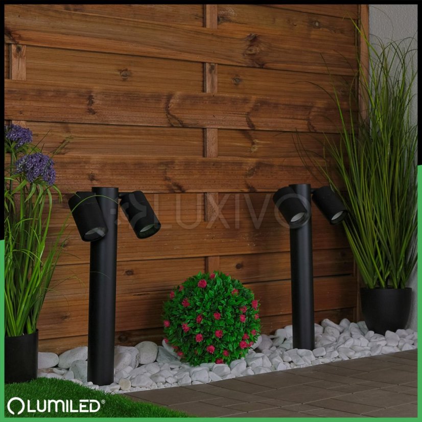 Záhradná lampa svietidlo stĺpik reflektor vonkajšia stojaca 45 cm 2x GU10 ASTI LUMILED