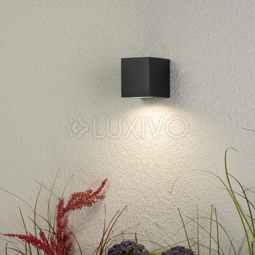 Vonkajšie nástenné fasádne svietidlo GU10 ALLIUM čierna štvorcové LUMILED