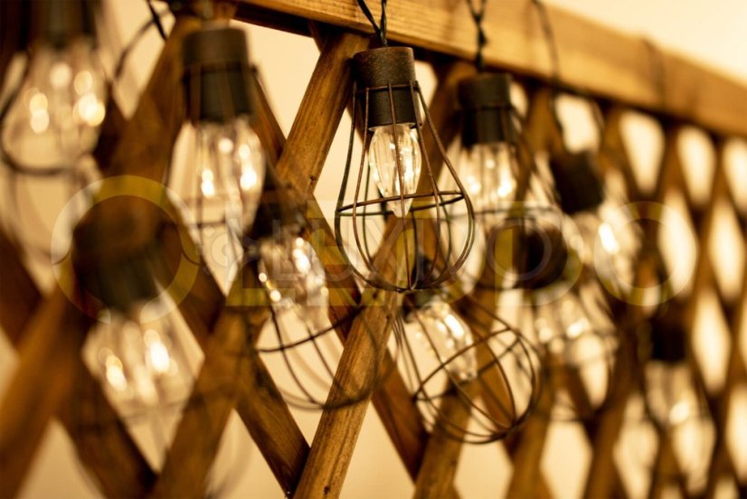 Solárna záhradná dekoratívna girlanda 3,8 m 10 závesných drôtených žiaroviek 2900K Warm