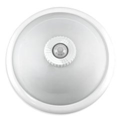 Plafond LED stropné svietidlo na povrch 2x E27 s PIR senzorom pohybu biele okrúhle 30 cm