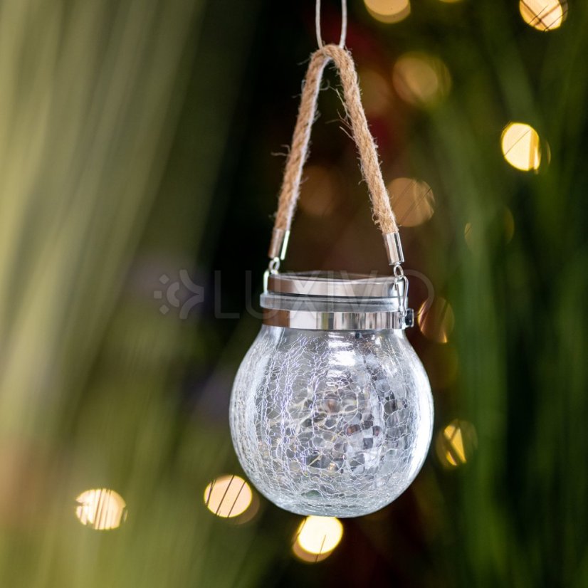 Solárna záhradná lampa LED MAGUS 3000K lampáš lucerna na batérie guľa sklenená pohár LUMILED