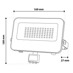 LED reflektor TRINOX 30W 3300lm CCT IP65 sivý so senzorom pohybu a súmraku LUMILED