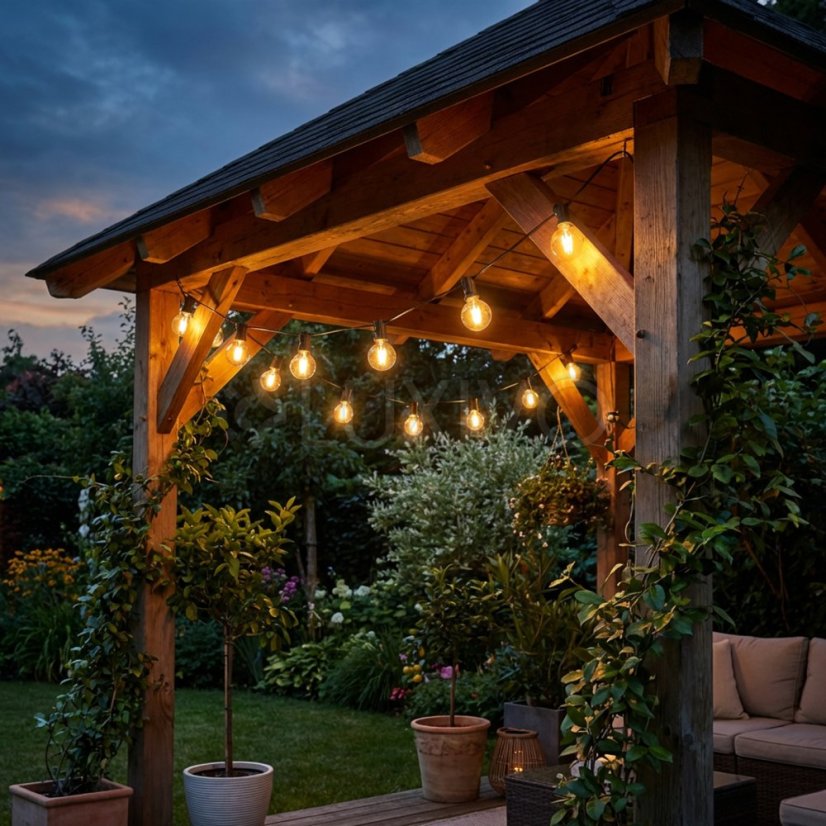 Solárna záhradná girlanda 30x LED dekoračné guličky 15, 05m 2700K teplá biela + diaľkové Lumiled