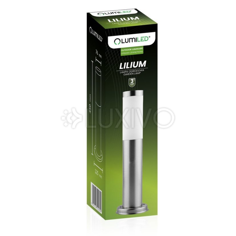 Vonkajšia záhradná lampa E27 INOX PIPE 45cm Lilium Lumiled