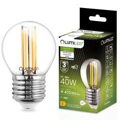 LED žiarovka E27 Ball P45 4W = 40W 470lm 4000K Neutral 360° FILAMENT LUMILED