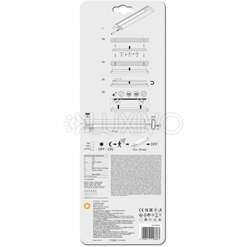 LED osvetlenie skrine 2,9W 174lm 4000K 30cm LEDVANCE so senzorom pohybu