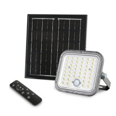 LED reflektor solárny so senzorom 20W 1400lm 5000K neutrálna 90° 3, 2V IP65 IK07 nástenný sivý VIDEX