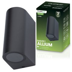 Vonkajšie nástenné svietidlo záhradné fasádne 2xGU10 ALLIUM čierna LUMILED