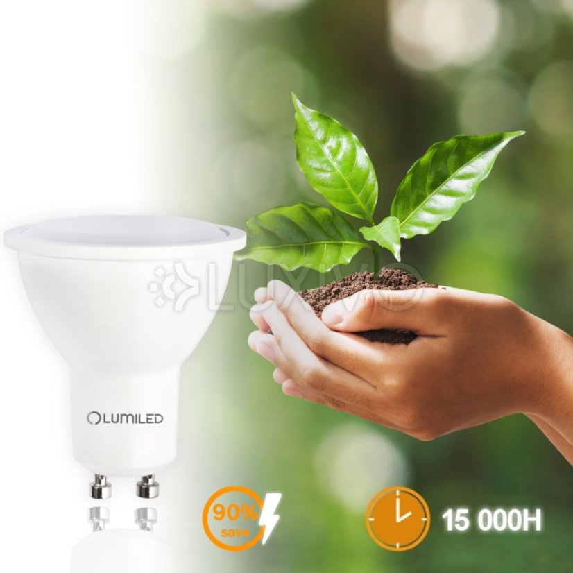 LED žiarovka GU10 10W = 90W 900lm 3000K Warm 120° LUMILED
