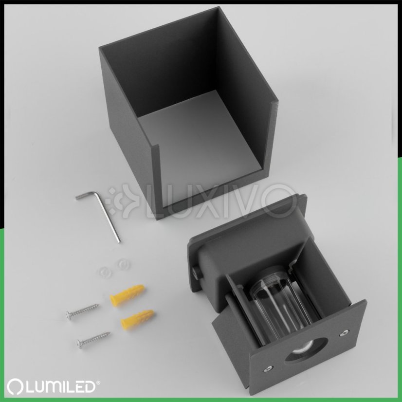 Záhradné nástenné svietidlo LED G9 nastaviteľné zhora nadol Graphite PYXIS LUMILED