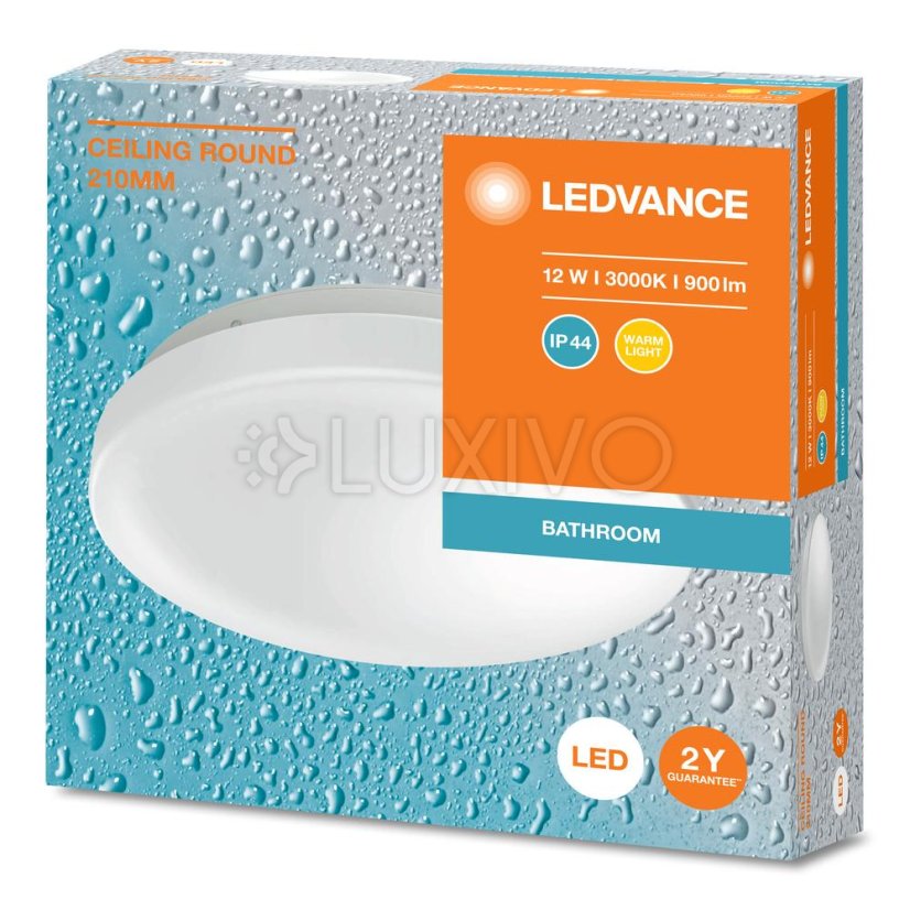 Stropné svietidlo LED s povrchovou montážou 12W 900lm 3000K Teplá IP44 Biela Ledvance