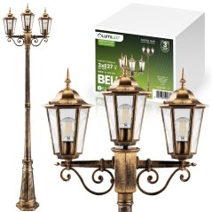 Vonkajšie záhradné svietidlo 3xE27 SQUARE 2m Patina BELLIS LUMILED