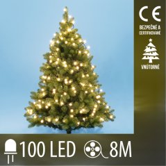 Vianočná led svetelná reťaz vnútorná - guľky 1,5 cm - 100led - 8m teplá biela