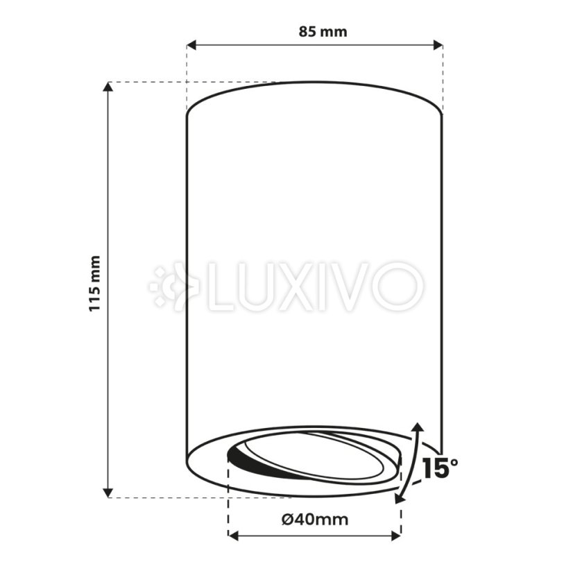 Nástenné svietidlo halogénové bodové tuba pohyblivé okrúhle zlaté 115mm AMAT-L
