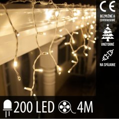 Vianočná led svetelná záclona na spájanie vnútorná 200led - 4m teplá biela