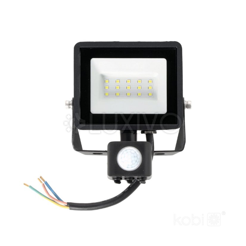 Vonkajší záhradný LED reflektor 30W 2505lm 6500K studený 120° so senzorom pohybu IP44 IK05 čierny MHC Kobi