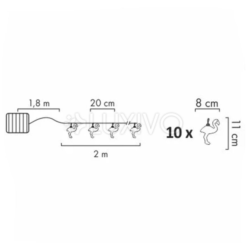 SOLAR GIRLAND záhradné okrasné 10 ružových plameniakov 6500K GOLDLUX (Polux)