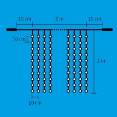 Vianočná led svetelná záclona na spájanie vonkajšia - záves - 400led - 2x2m teplá biela