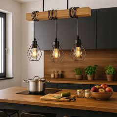 Lampa stropná svietidlo závesné 3x E27 čierna hnedá Otto Masterled