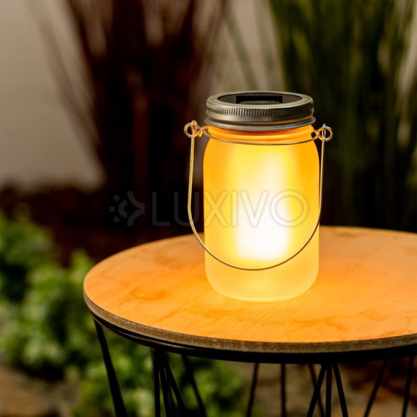 Záhradný lampáš LED Solar Jar Flame 13cm