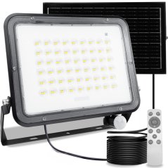 Solárne LED halogénové reflektory 200W Záhradná lampa 4000K IP65 PIR senzor pohybu + diaľkové ovládanie FULGOR LUMILED
