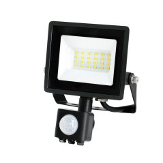 LED vonkajší záhradný reflektor 20W 1620lm 6500K studený 120° so senzorom pohybu IP44 IK05 čierny MHC Kobi