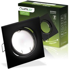Zapustené svietidlo halogénové pohyblivé štvorcové PICTOR čierna plech MR16 GU10 Lumiled