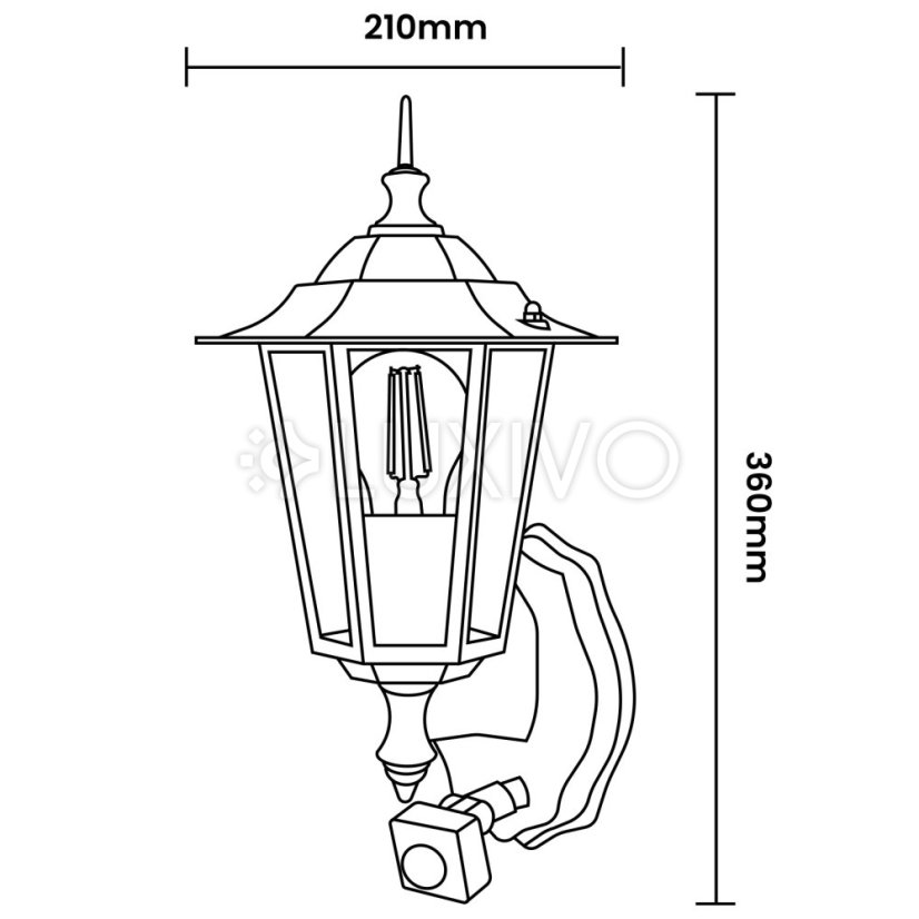 Záhradná lampa Vonkajšia nástenná lampa E27 12W LED svietidlo Senzor pohybu BELLIS LUMILED