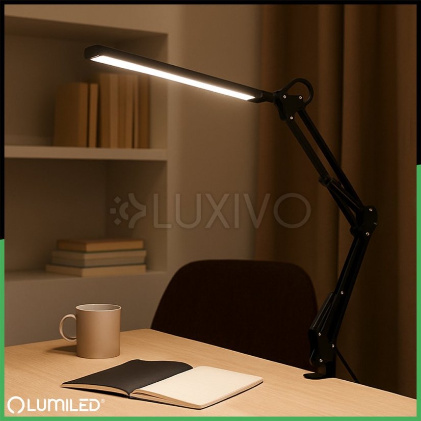 Stolová kresliarska LED lampa 8W CCT USB stmievateľná COSMI čierna Lumiled