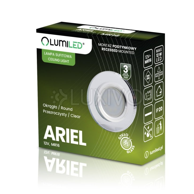 LED GU10 MR16 pevné okrúhle halogénové stropné svietidlo Ariel transparentné